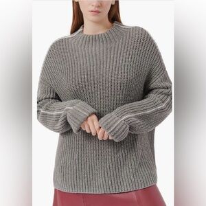 NWT ATM Anthony Thomas Melillo piped wool blend funnel neck sweater